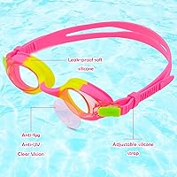 Vista 50 de Gorros de natación para niñas (de 2 a 6 años), gorro de natación de silicona impermeable duradero para cabello corto con gafas de natación, tapón