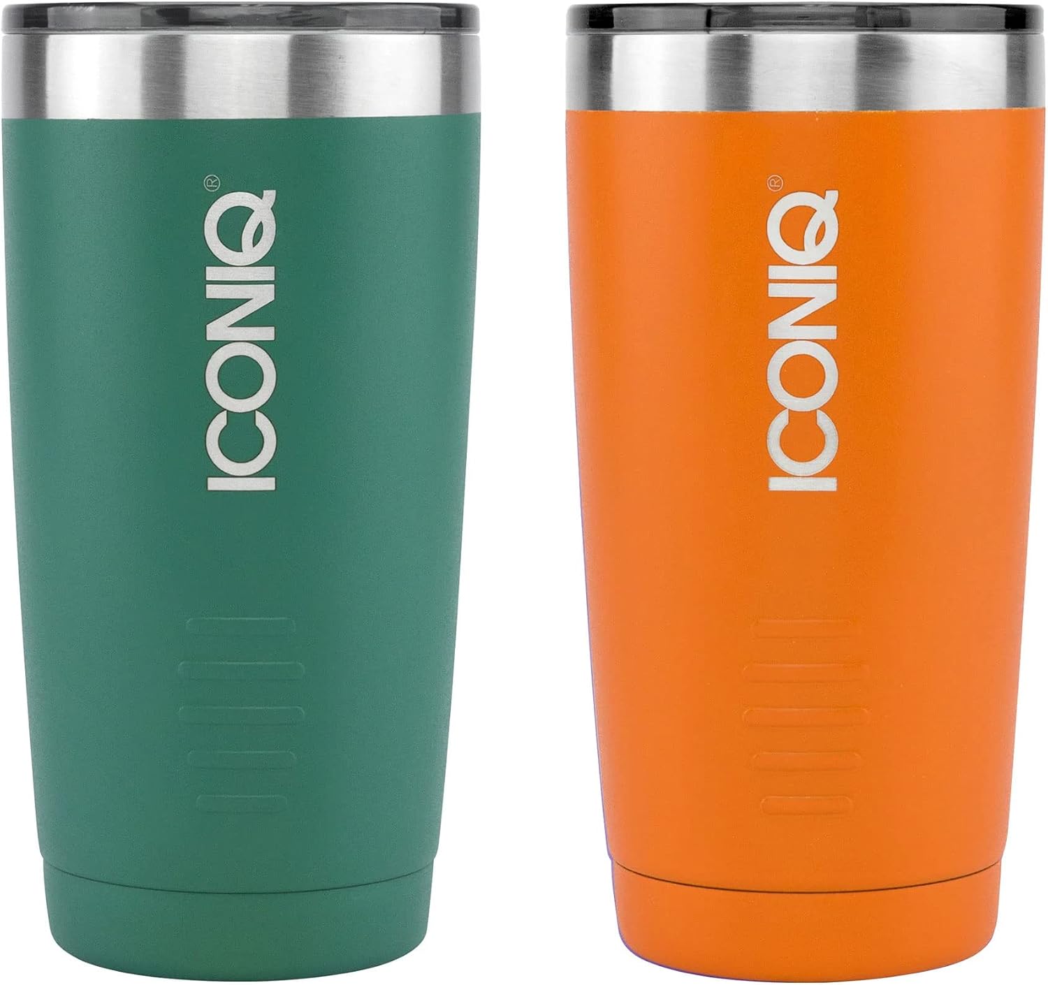 Dual Pack ICONIQ Stainless Steel Vacuum Insulated Tumbler (20 oz Green + 20 oz Orange)