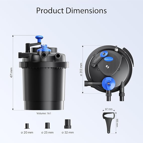 SunSun SUN CPF-2500 Grech Pond Bio Pressure Filter, UVC Upto 1600 gal, 13W
