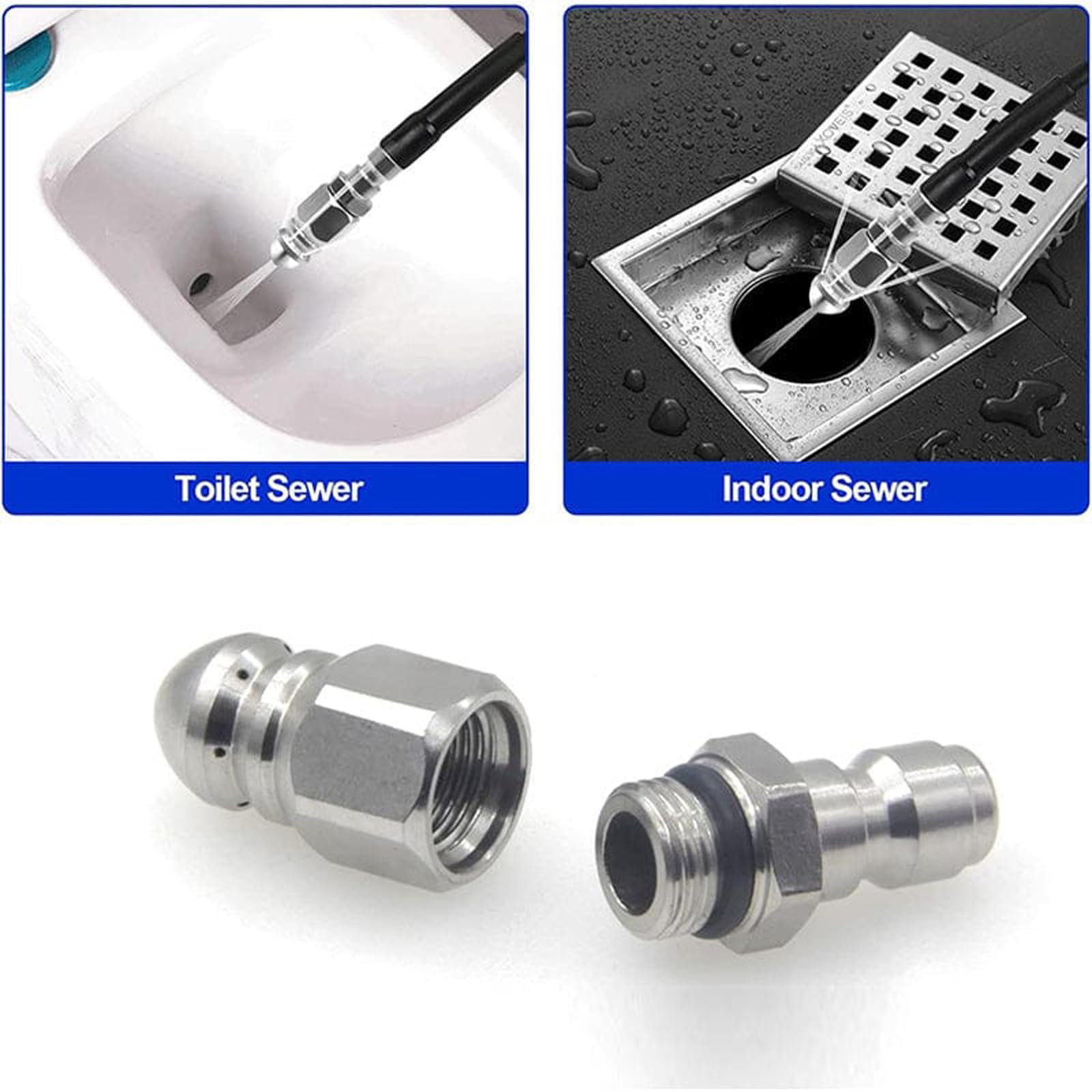 1/4" Schnellanschluss-Düsenset Edelstahl - 7-teilig, Für Rohrreinigung & Entstopfung Bis 5800 PSI