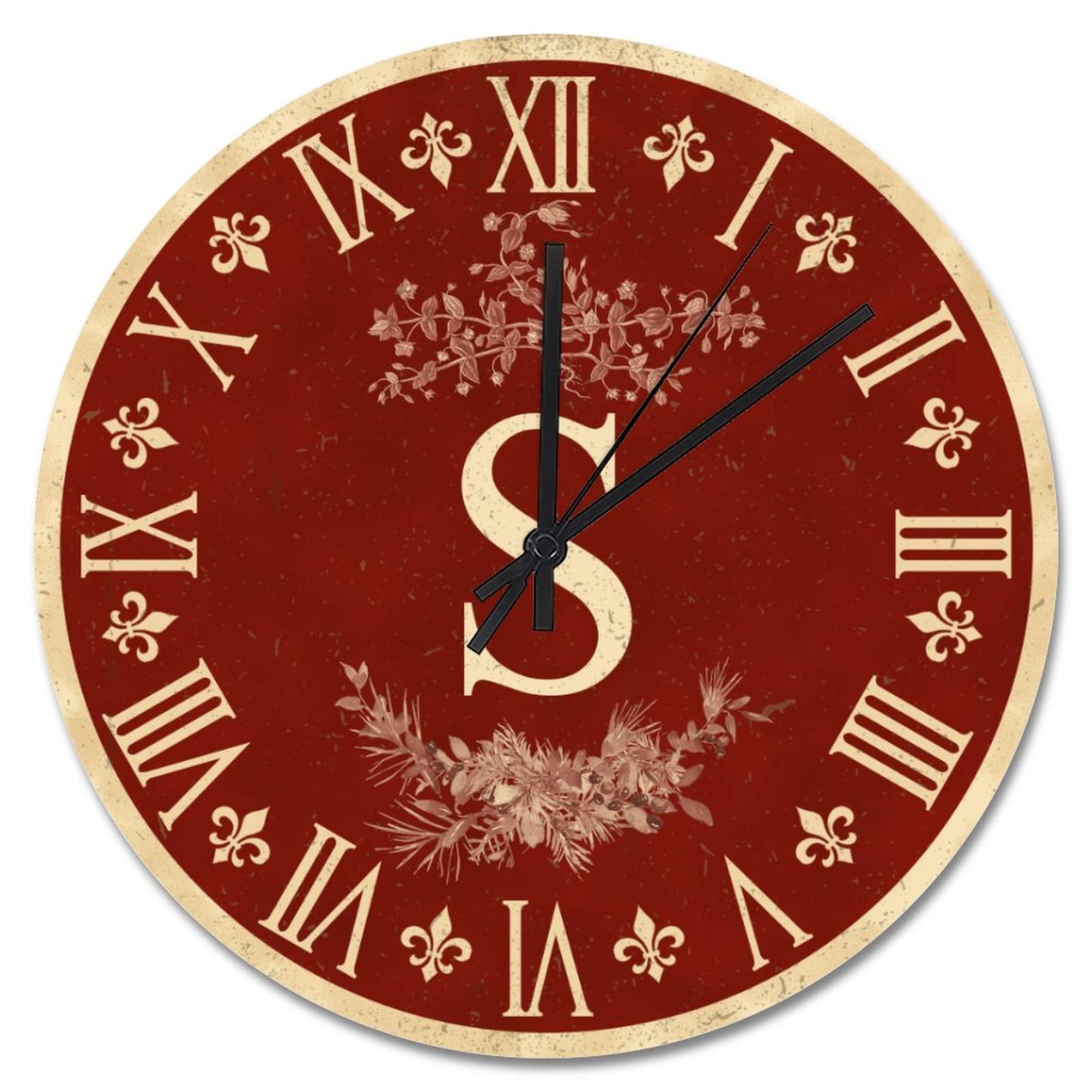 Horloge murale rustique silencieuse lettre S pour une chambre paisible