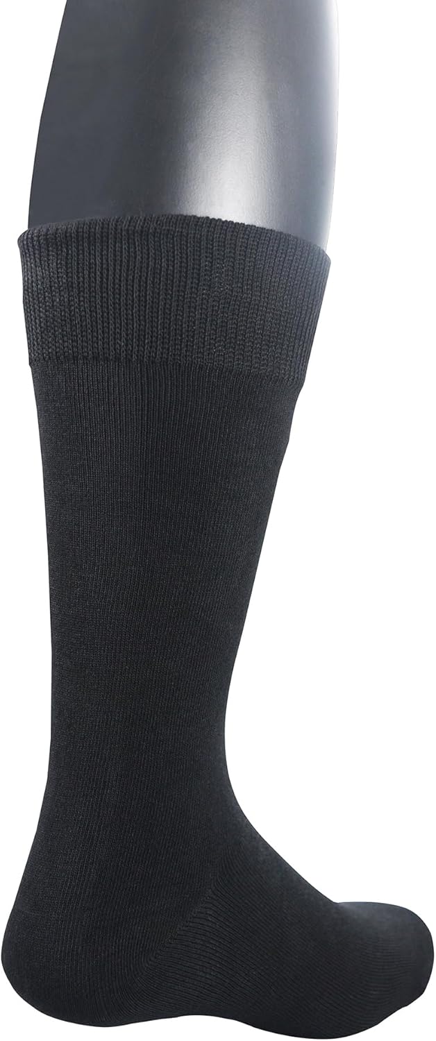 Yomandamor 5 Pairs Men's Bamboo Rayon Crew Seamless Dress Socks with Wide Cuff,10-13 - Image 5