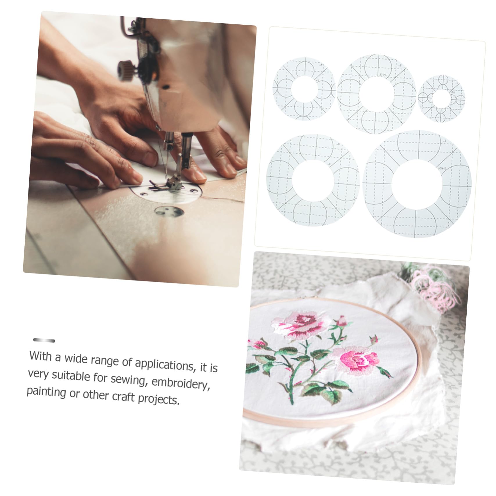 5 pezzi Righelli Patchwork in Plastica Antiscivolo per Cucito e Trapuntatura Template Circolari per Taglio Tessuti e Design Abbigliamento per Hobby e Professionisti