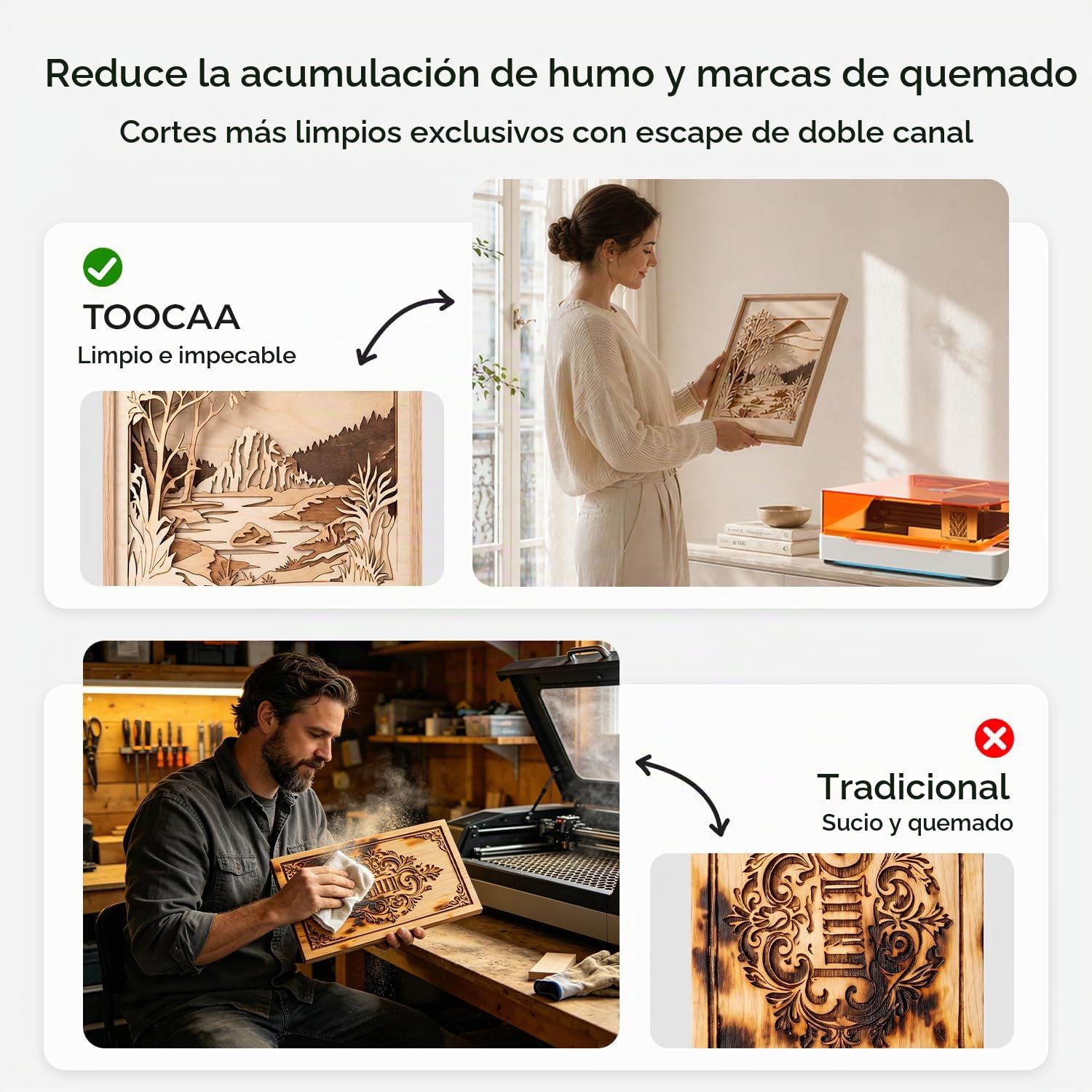 NOVA - Grabador láser inteligente de 20 W, posicionamiento de cámara AI de 5 MP, enfoque automático, kit giratorio de 360°/asistencia de aire, reconocimiento de material IA, máquina de grabado