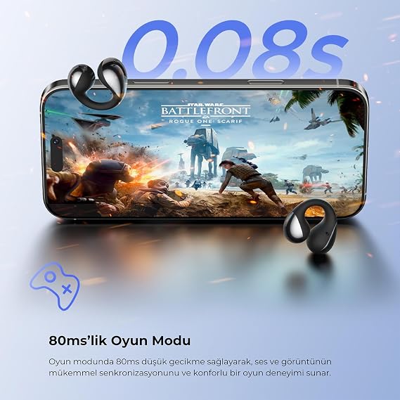 SoundPEATS PearlClip Pro Hi-Res LDAC ENC OWS Kablosuz Bluetooth 6.0 Kulaklık Siyah