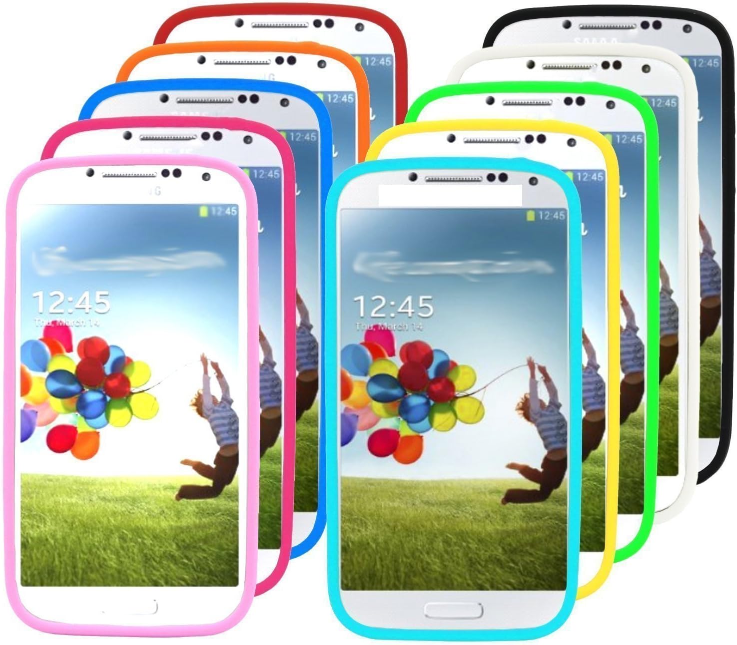 The Friendly Swede 10 Rubber Soft Silicone Skins Covers Cases for Samsung Galaxy SIV S4 i9500 + Microfiber Cloth + 2 X Screen Protector in Retail Packaging