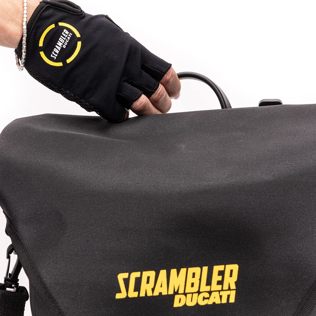 Sacca Laterale Ducati Scrambler per Bicicletta, Tessuto Ecologico, Impermeabile, Sistema Aggancio/Sgancio Rapido