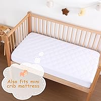 Vista 6 de Yoofoss Funda Protectora Impermeable para Colchón Pack and Play, Funda de Colchón Acolchada Pack and Play Ultra Suave y Transpirable, Sábana