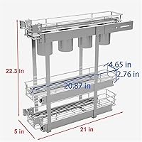 Vista 2 de 3-Tier 5" W x 21" D Narrow Pull Out Cabinet Organizer, Roll out Spice Rack Holder Shelve, Slide Out Slim Storage Wire Baskets for Storage