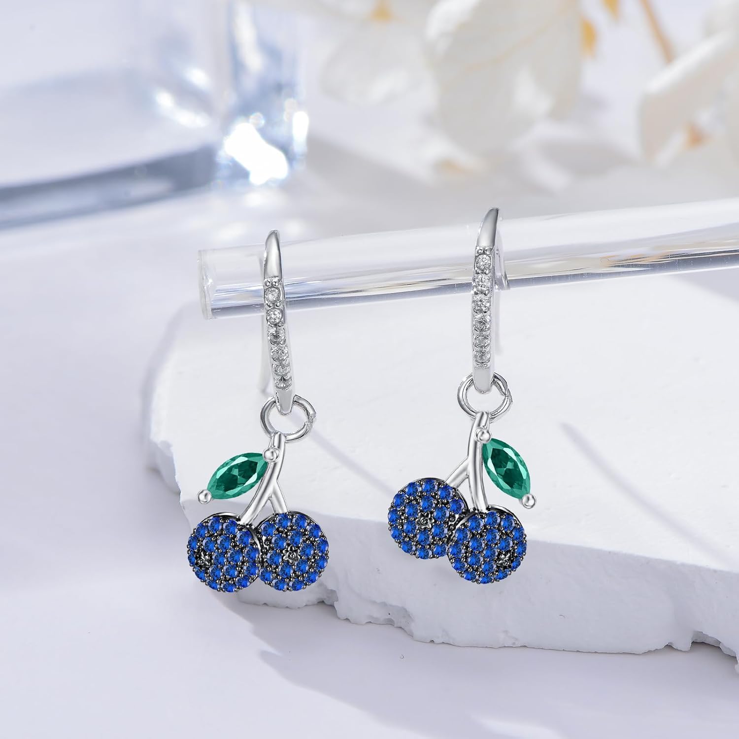 Blueberry Earrings 925 Sterling Silver Fruit Blueberry Earrings Blue Blueberry Jewelry for Women