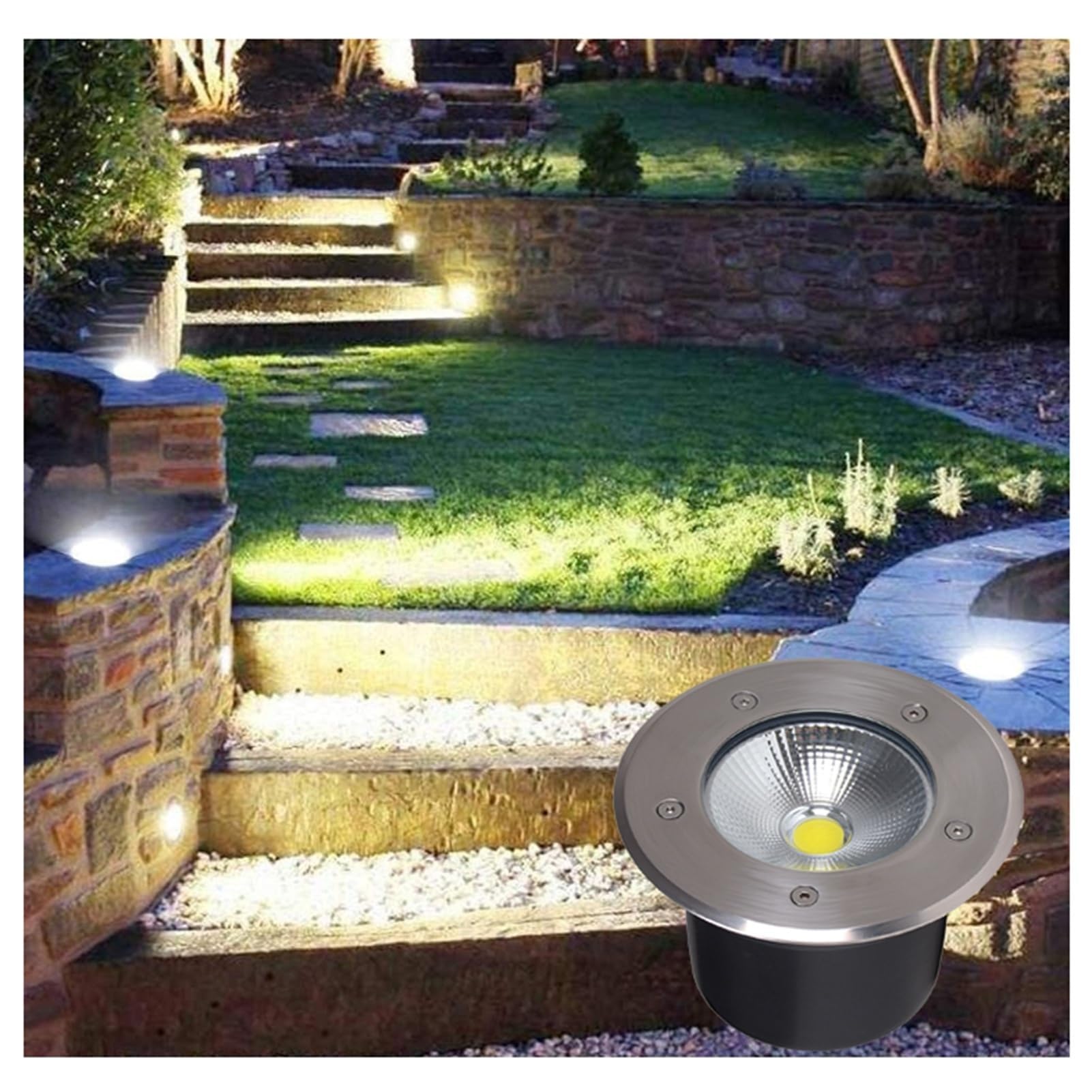 Quadratisches Boden-Landschaftslicht - Unterirdisches Außenlicht, Led-Außenstrahler, wasserdichte Ip66-Landschaftslichter, Unterirdisches Außenlicht, Für Terr (Warmweiß 5 W)