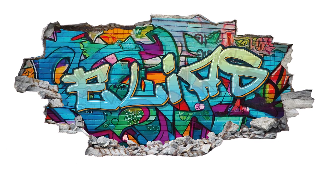 tjapalo® p64 3D Wandtattoo Graffiti Name Wandtattoo Kinderzimmer Junge Teenager Cooles wandtattoo Cool Wandsticker jungenzimmer jungs, Größe: B100xH58cm