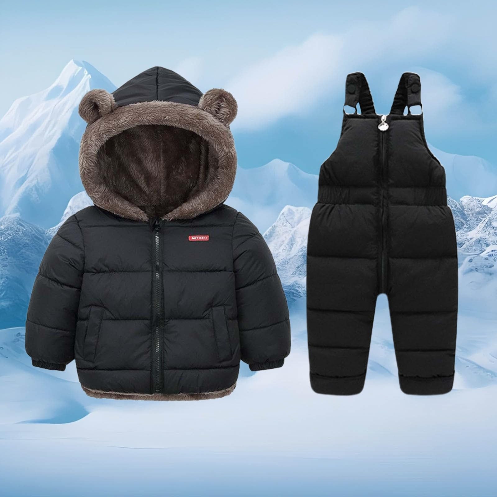 Generisch Tuta termica da neve invernale per bambini e bambine, isolata, imbottita, tuta con giacca, calda e accogliente, per bambini e bambini, per giocare a freddo