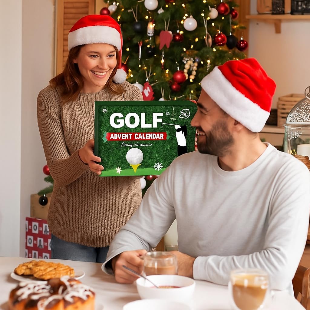 Golf Advent Calendar 2026, 24 Days Christmas Countdown Calendar with Golf Balls, Tees & Ball Markers, Holiday Gift for Men, Teen Boys, Ideal for Dad, Husband or Boyfriend