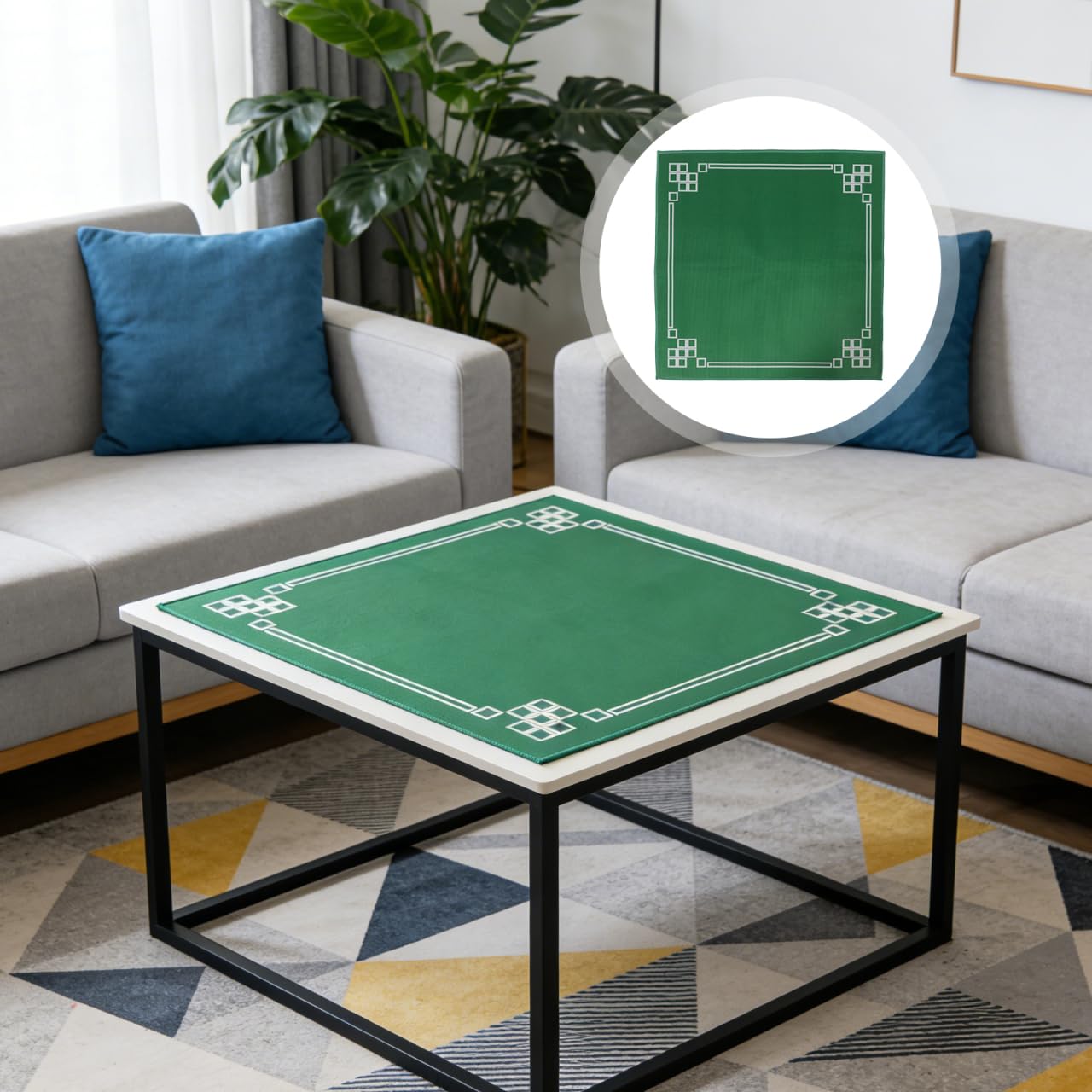 Homoyoyo Tapis de Jeu Carré 70x70 Cm Vert Antidérapant et Résistant | Tapis De Jeu De Mahjong AntidéRapant à L’Usure Tapis de Table Antibruit pour Jeux de Société, Poker, Dominos et Jeux Tuiles