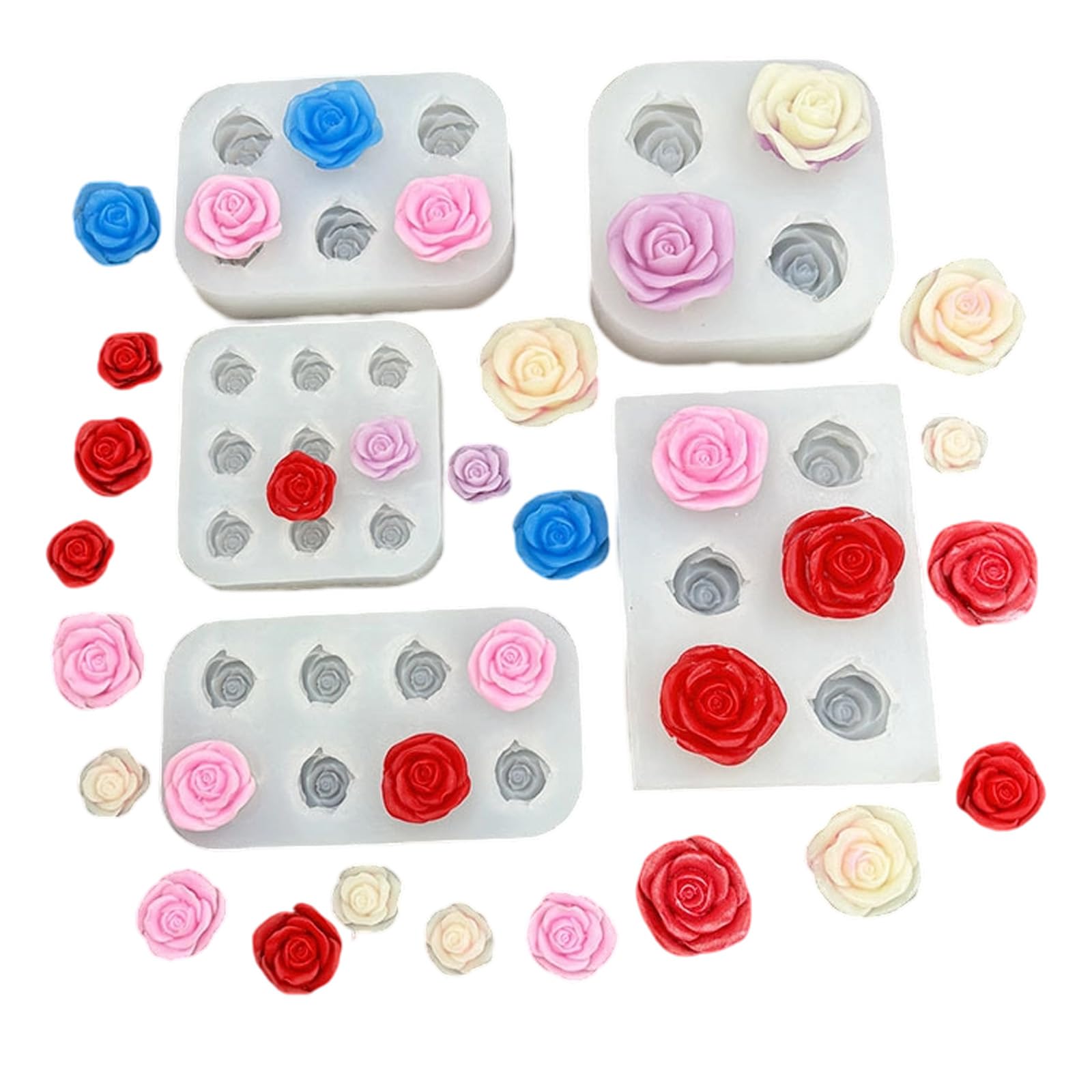 Stampo in silicone per rose per uso alimentare per sapone cioccolato, creazione candele, artigianato, strumento decorazione riutilizzabile, stampo per fiori in silicone, per la produzione