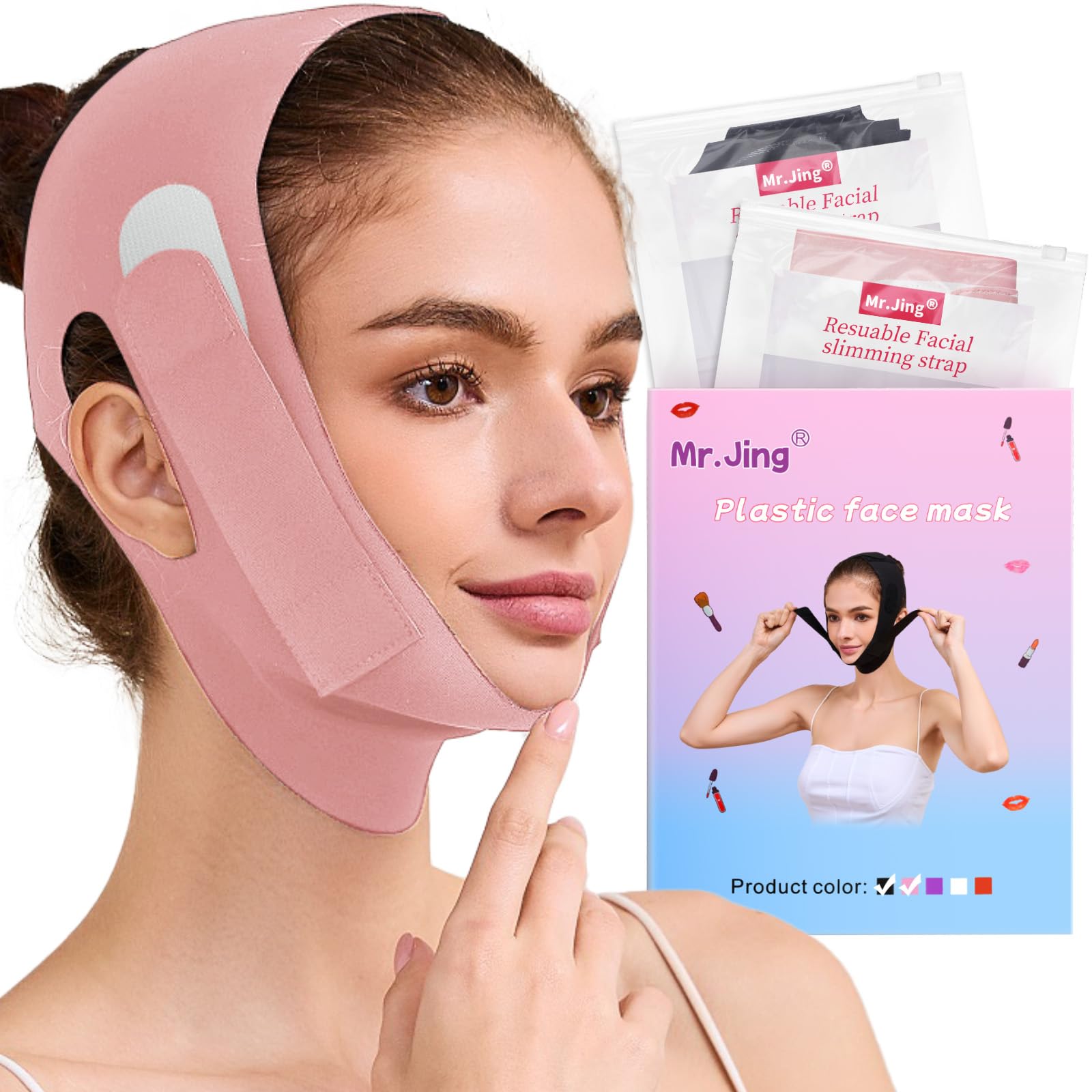 2 Pack Adjustable Face Slimming Straps, V-Line Chin Masks