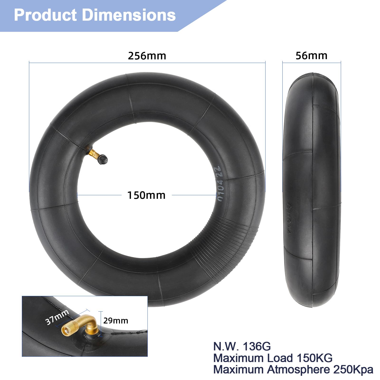 2 Camera D'Aria 10x2.125 Per Monopattino Ninebot - Rinforzate, Valvola Argento 45° - Foto 6