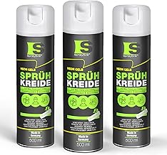 Spraytive 3 x 500ml Sprühkreide neon-gelb - Abwaschbare leuchtende Kreidefarbe, Outdoor Kreidespray, Bodenmarkierung, Temporäres Markierungsspray, Farbspray für Asphalt, Gras, Beton