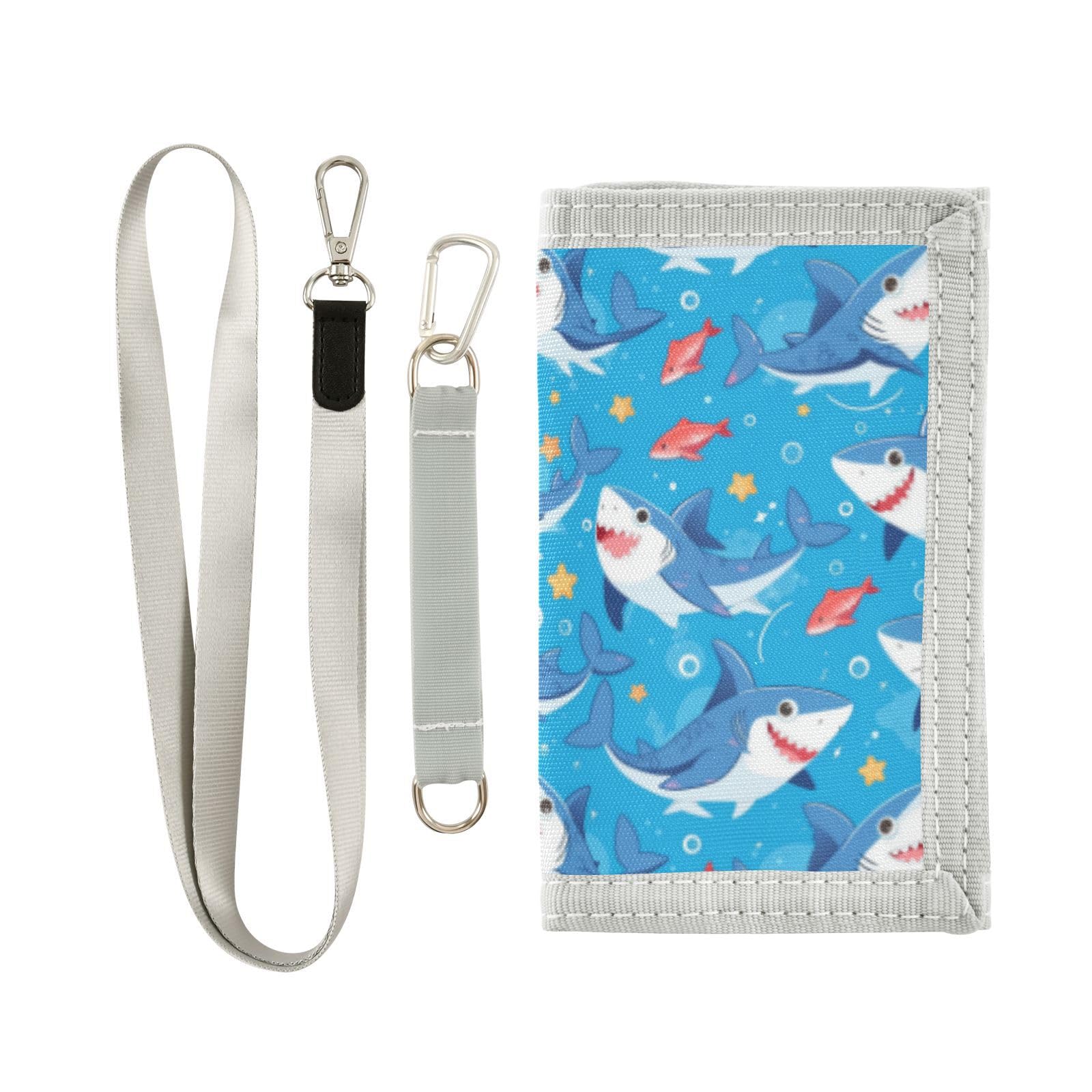 Wusikd Little Sharks Kids Wallet for Boys Girls Cute Toddler Trifold Wallet Novelty Wallet for Teens Women Men