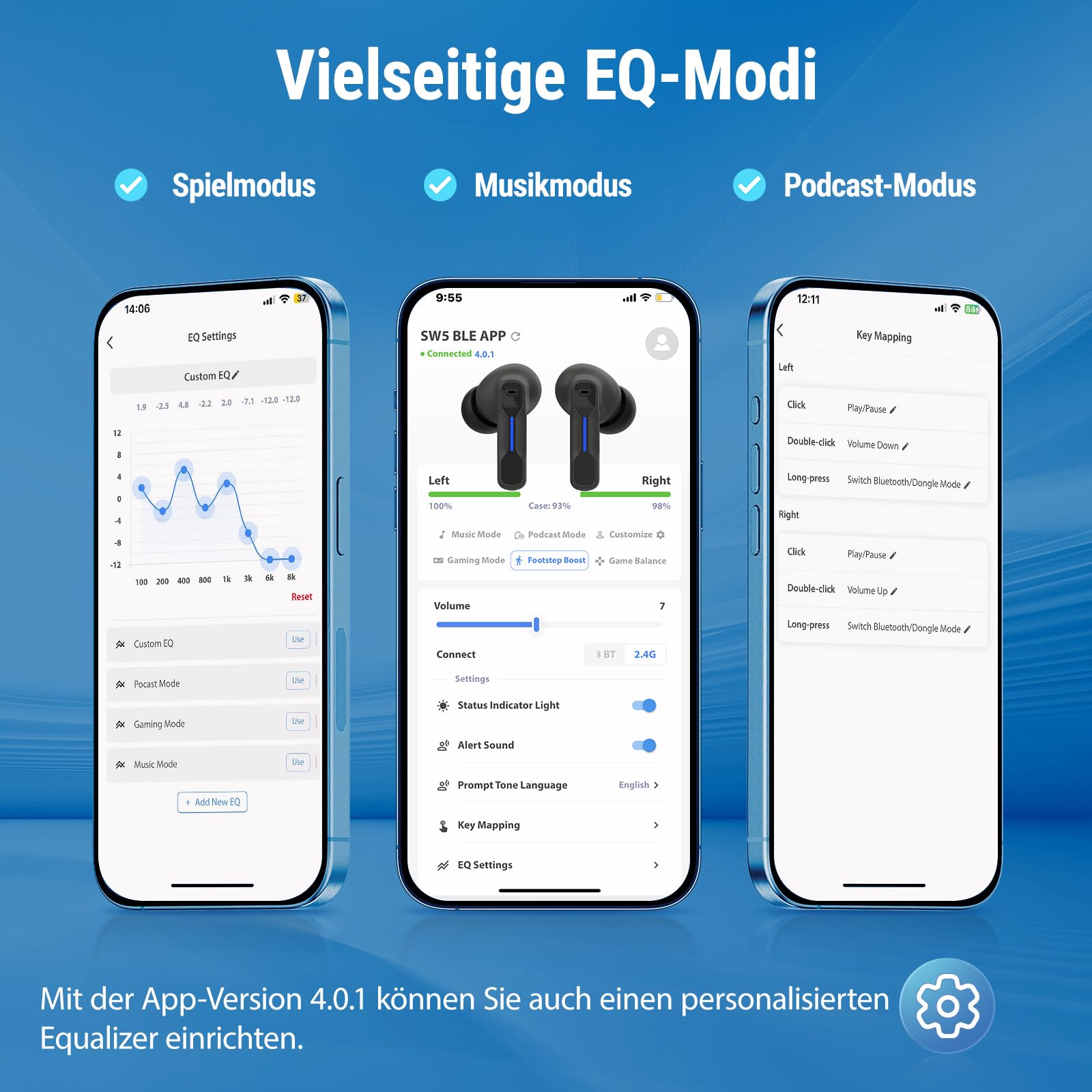 Middle Rabbit SW5 Gaming In-Ear Kopfhörer kabellos mit 2.4GHz USB Dongle & Bluetooth 5.4, 20ms Ultra Low Latency, KI-Mikrofon, Dual-Mode Headset, Kompatibel mit PC PS5 PS4 Switch VR Desktop Handy