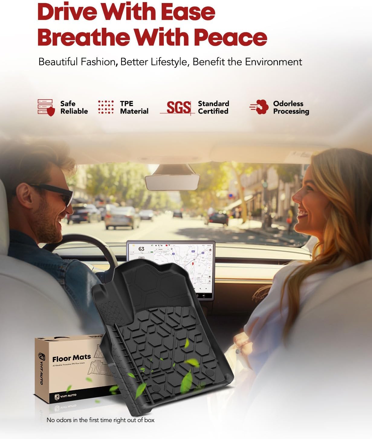 YHTAUTO Floor Mats Fit 2011-2021 Jeep Grand Cherokee 2022 Grand Cherokee WK Not L, 2011-2024 Dodge Durango, TPE All Weather Car Mats Waterproof Anti-Slip Odorless Floor Liner, Front & 2nd Row Liner - Image 9