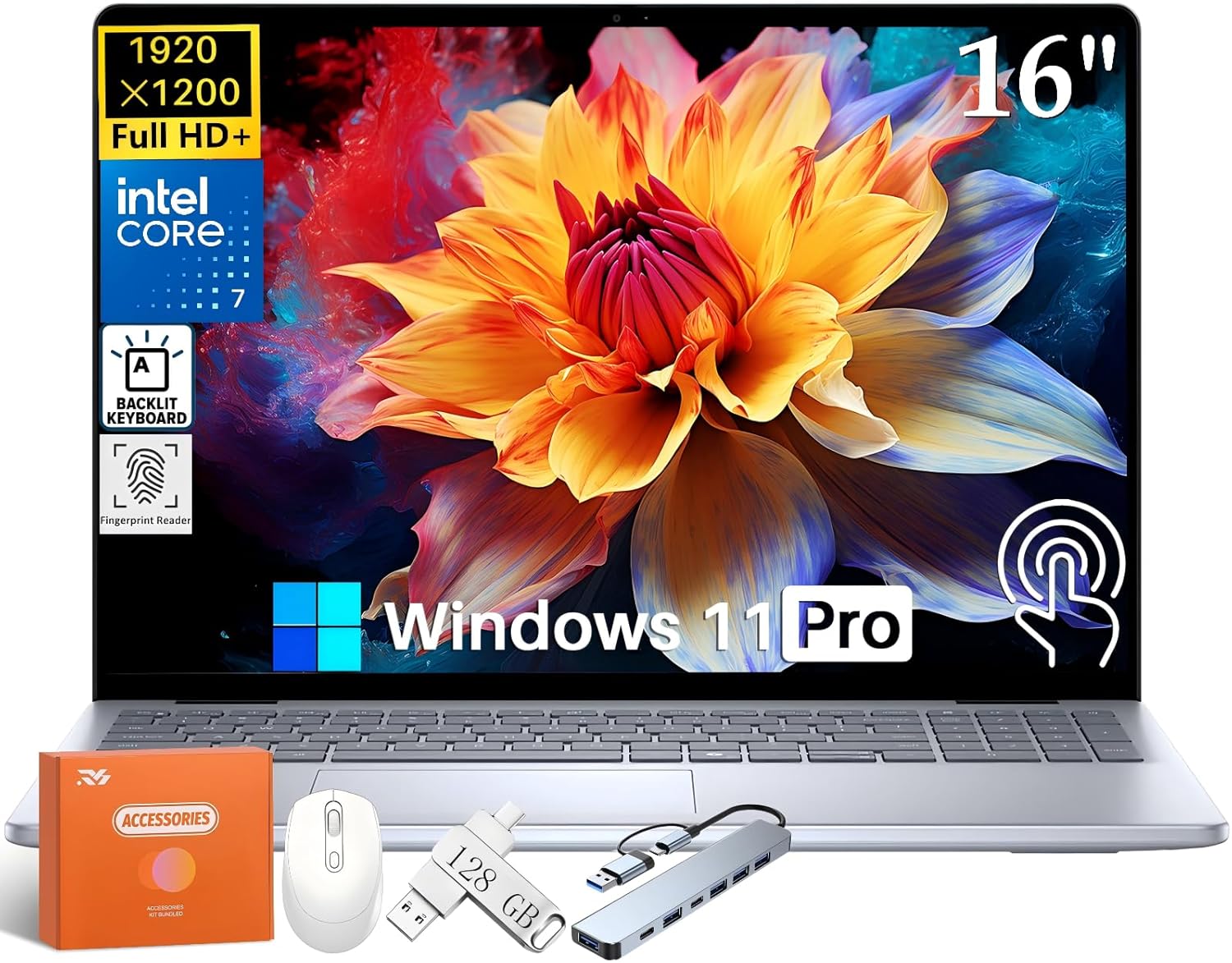 Dell Inspiron 16 5640 Touchscreen Business Laptop 2025, 16" FHD+ 300 Nits, Intel 10-Core 7 150U Up to 5.4GHz, 64 GB DDR5, 4 TB SSD, FHD Webcam, WiFi 6E, Backlit KB, Fingerprint Reader, Accessories