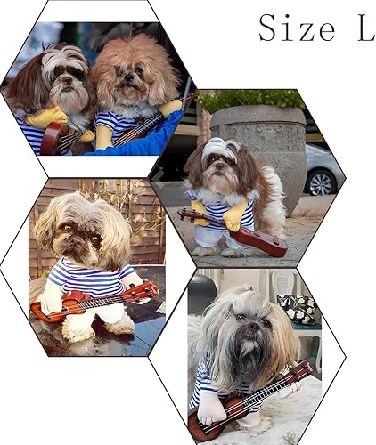 Miniatura 8 de NACOCO - Disfraz de guitarrista para mascotas, para Halloween, Navidad, cosplay, fiesta, ropa divertida para perros y gatos