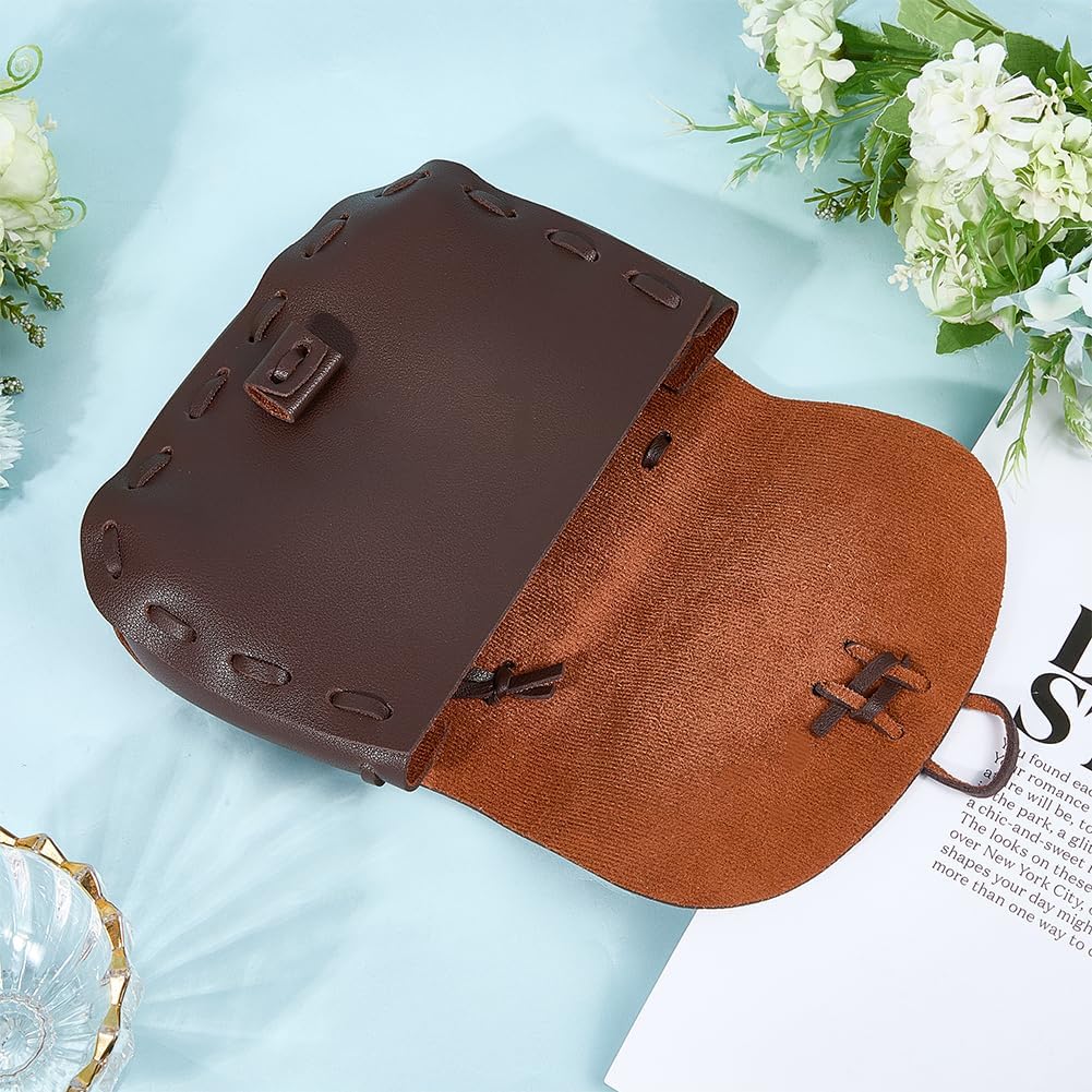 Vintage Belt Pouch PU Leather Late Medieval Waist Bag Portable Brown Handmade Renaissance Side Pack for Women SCA Renaissance LARP Reenactment & Ren Fair Halloween Costume Accessories - Image 7