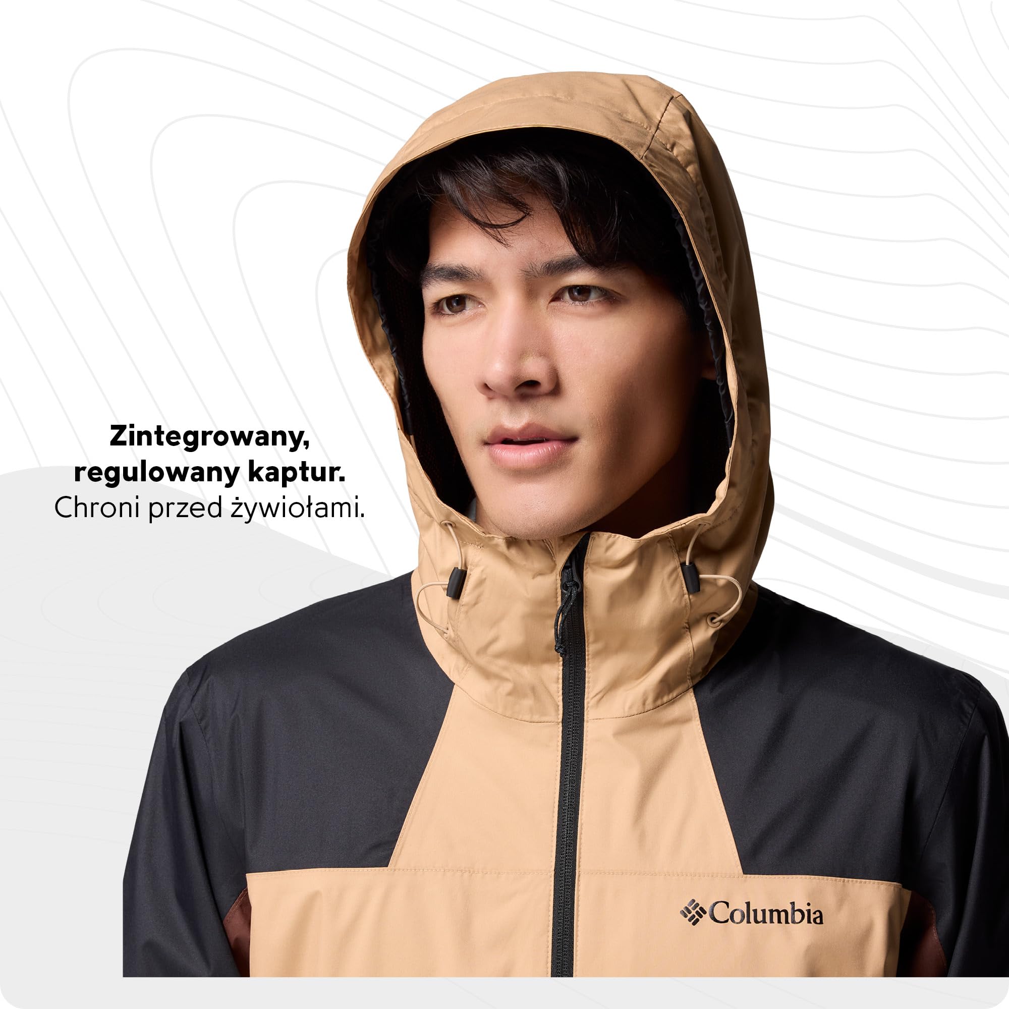 Columbia Męska kurtka Inner Limits 3, wodoodporna kurtka przeciwdeszczowa, kajakowa, czarna, tytoń, M