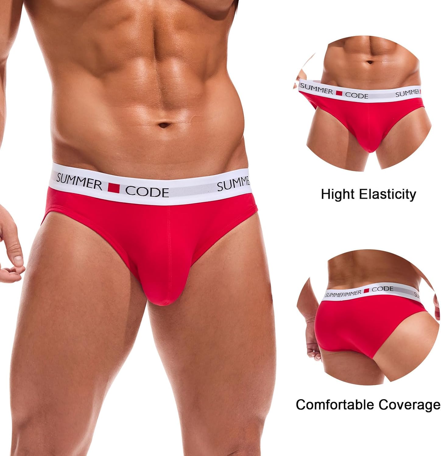 Summer Code Mens Classic Premium Briefs Pack Cotton Bulge Pouch Underwear Breathable Low Rise Underpants for Men - Image 3