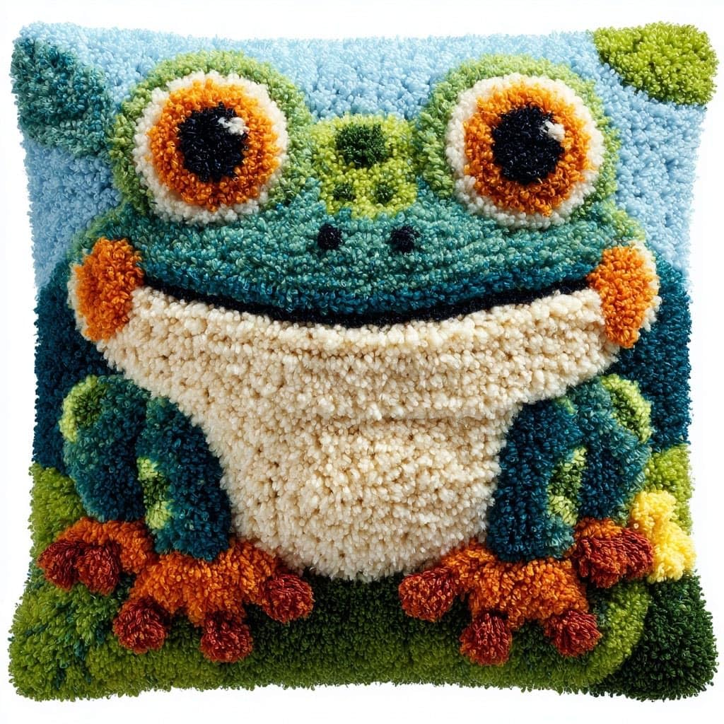 Henypt DIY Latch Hook Pillow Kits, Frog