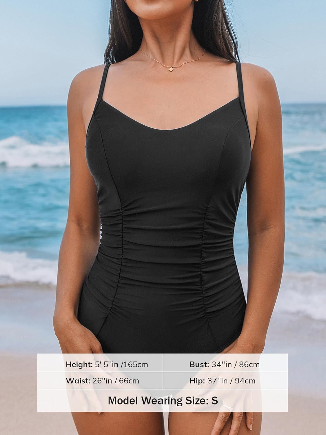 CUPSHE Women's One Piece Swimsuit V Neck Tummy Control Bathing Suit Crisscross Back Self Tie Ruched Swimwear - Image 5