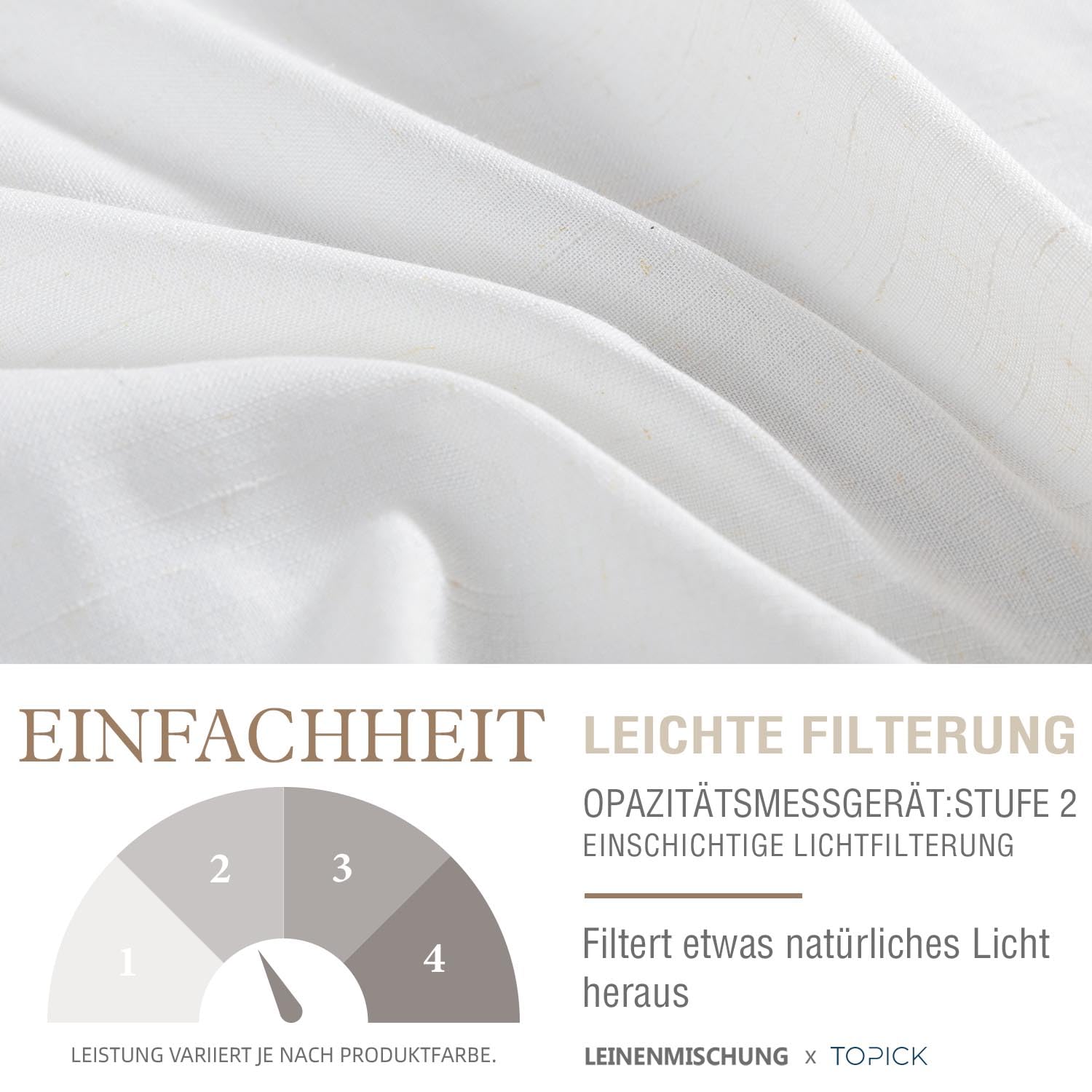 Produktbild von TOPICK Gardinen Mit Ösen 2er Set - Leinenoptik 130x145cm Weiß