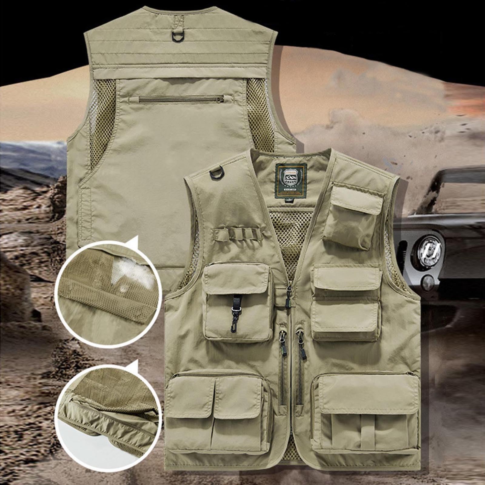 Tactical Vest for Men, Outdoor Work Safari Fishing Vests,Summer Lightweight Utility Cargo Jacket with Multi Pockets — view 7