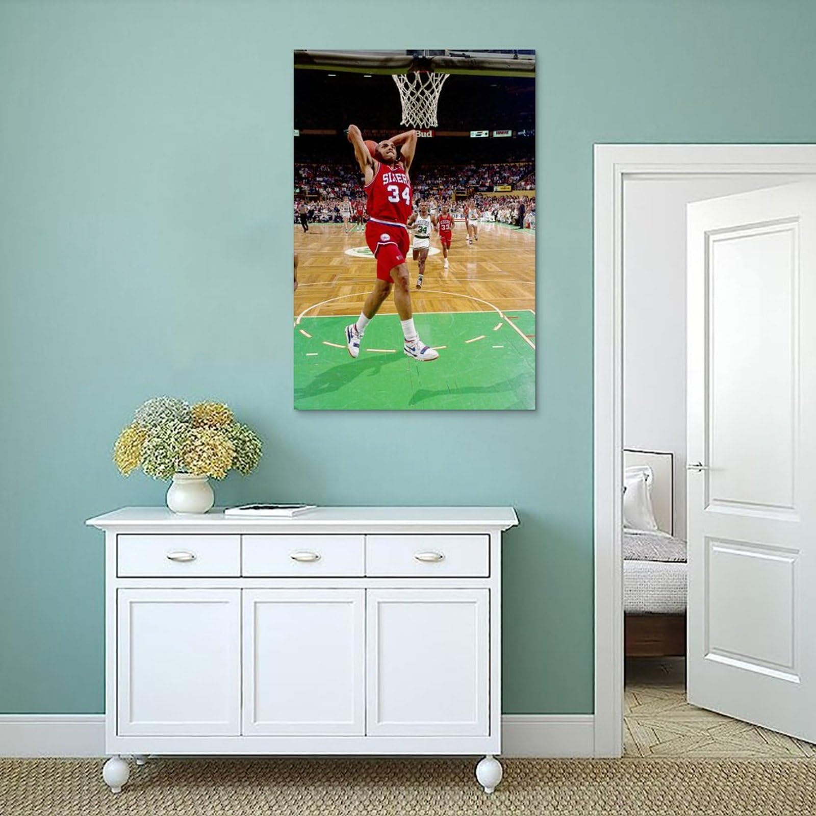 Charles Barkley Slam Dunk Poster Painting On Canvas Wall Art
