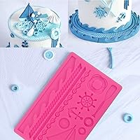 Vista 4 de Molde de silicona con temática de velero, moldes de fondant, olas de mar, moldes de silicona para pasta de goma, moldes de chocolate para decoración