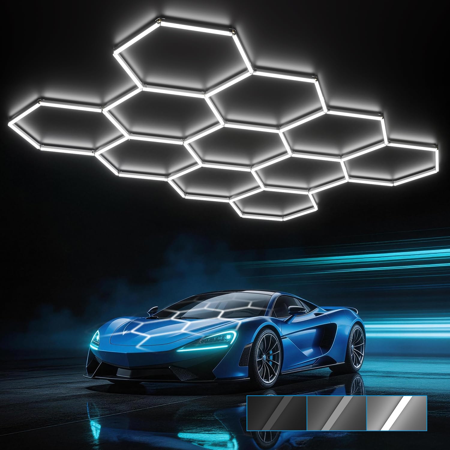 l Garage ジャイロ HYPERLITE Gen 2 Hexagon Garage LED Light, Upgraded 3 Level