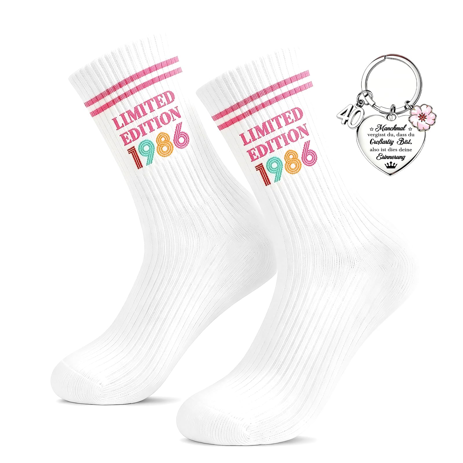 TUZELIYA 2026 Original 30/40/50/60 Geburtstag Frauen & Männer – Baumwoll-Socken mit Schlüsselanhänger, Lustige Geschenke für Schwester, Bruder, Mama, Papa, Oma, Opa, Freundin