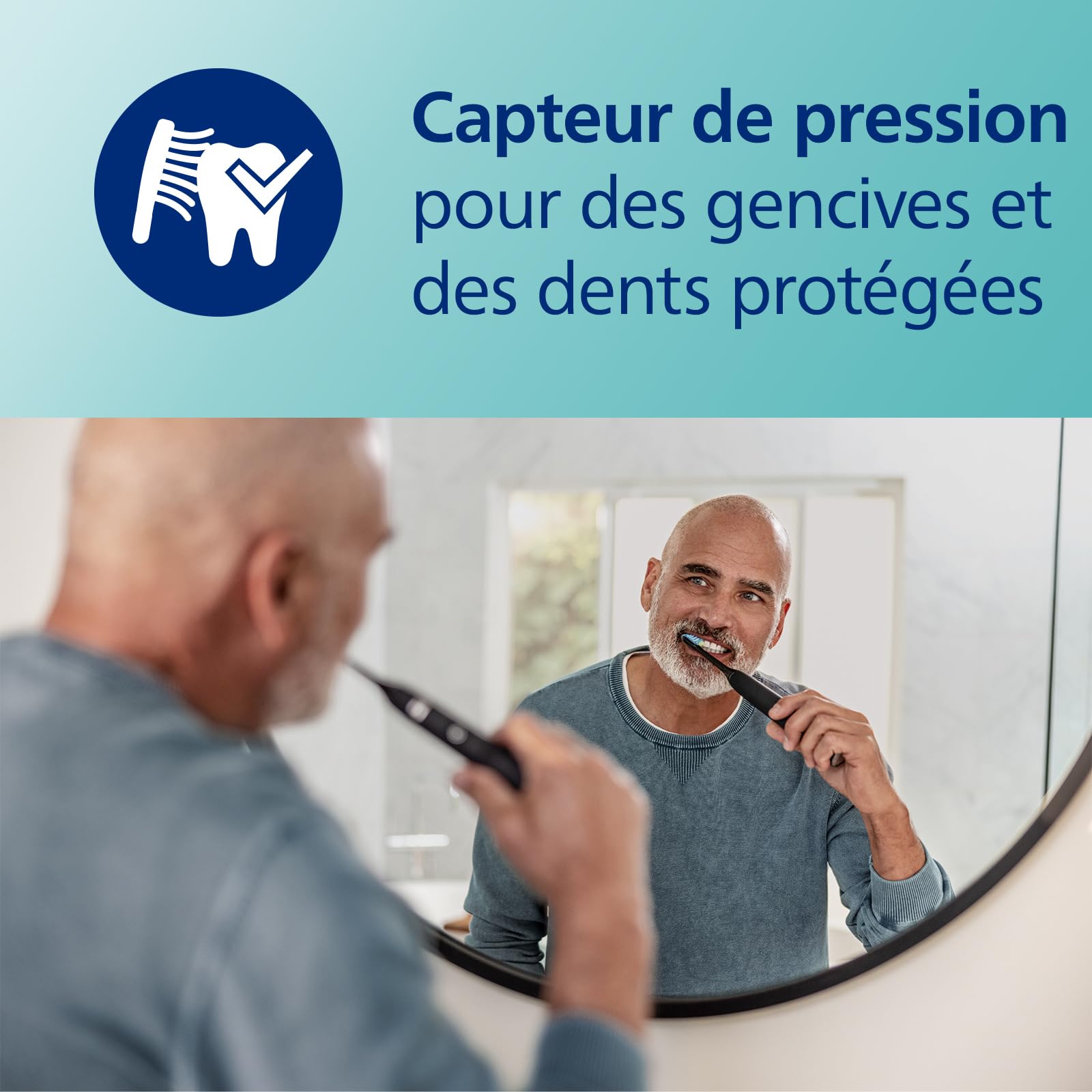 Philips Sonicare ProtectiveClean 5100 - brosse à dents électrique avec 3 modes de brossage, capteur de pression, minuterie, étui de voyage, assainisseur UV, noir, modèle HX6850/57