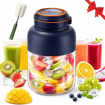 2026 New Portable Wireless Juicer Cup, 1300 ML Large Capacity Electric Fruit Juicer, Cordless Juice Mug Portable Personal Blender, Rechargeable USB Blender for Fruits & Vegetables Blue-1300ML