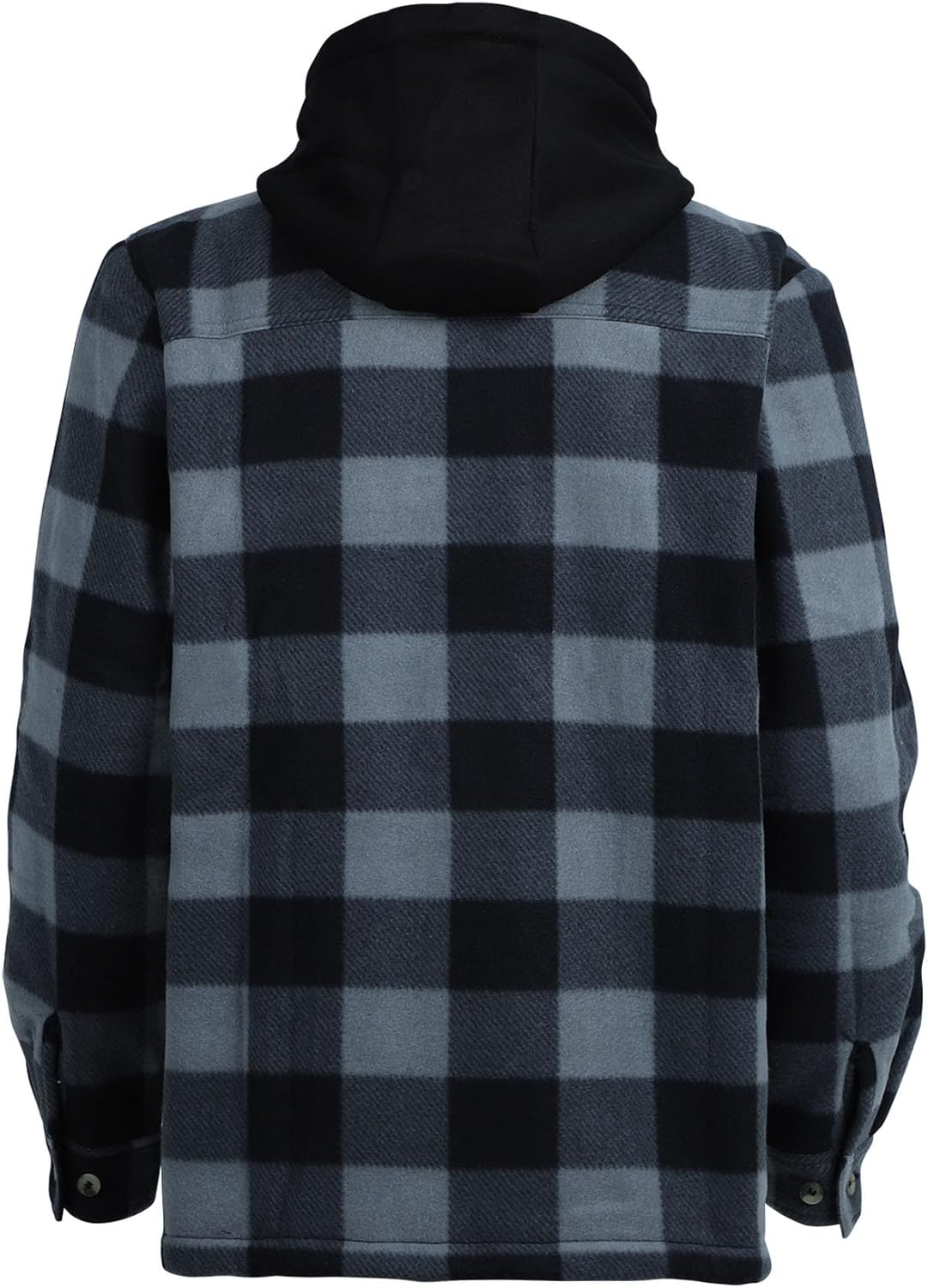 Mens Heavyweight Hoodies Casual Zip Up Plaid Flannel Shirt Jackets Winter Thick Berber Lined Fleece Coat Grey XX-Large - Image 3