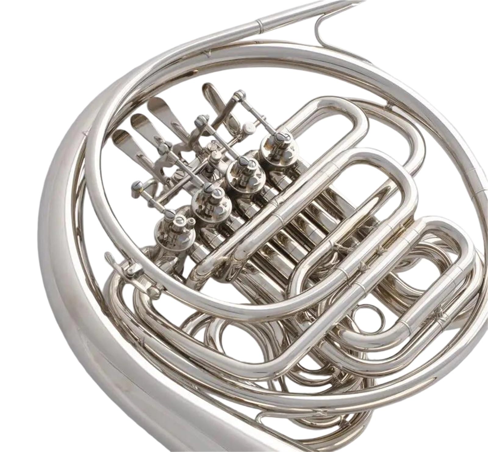 Instrument Muzyczny Waltornia Profesjonalny Srebrny Niklowany Podwójny Klucz F Bb Z Futerałem