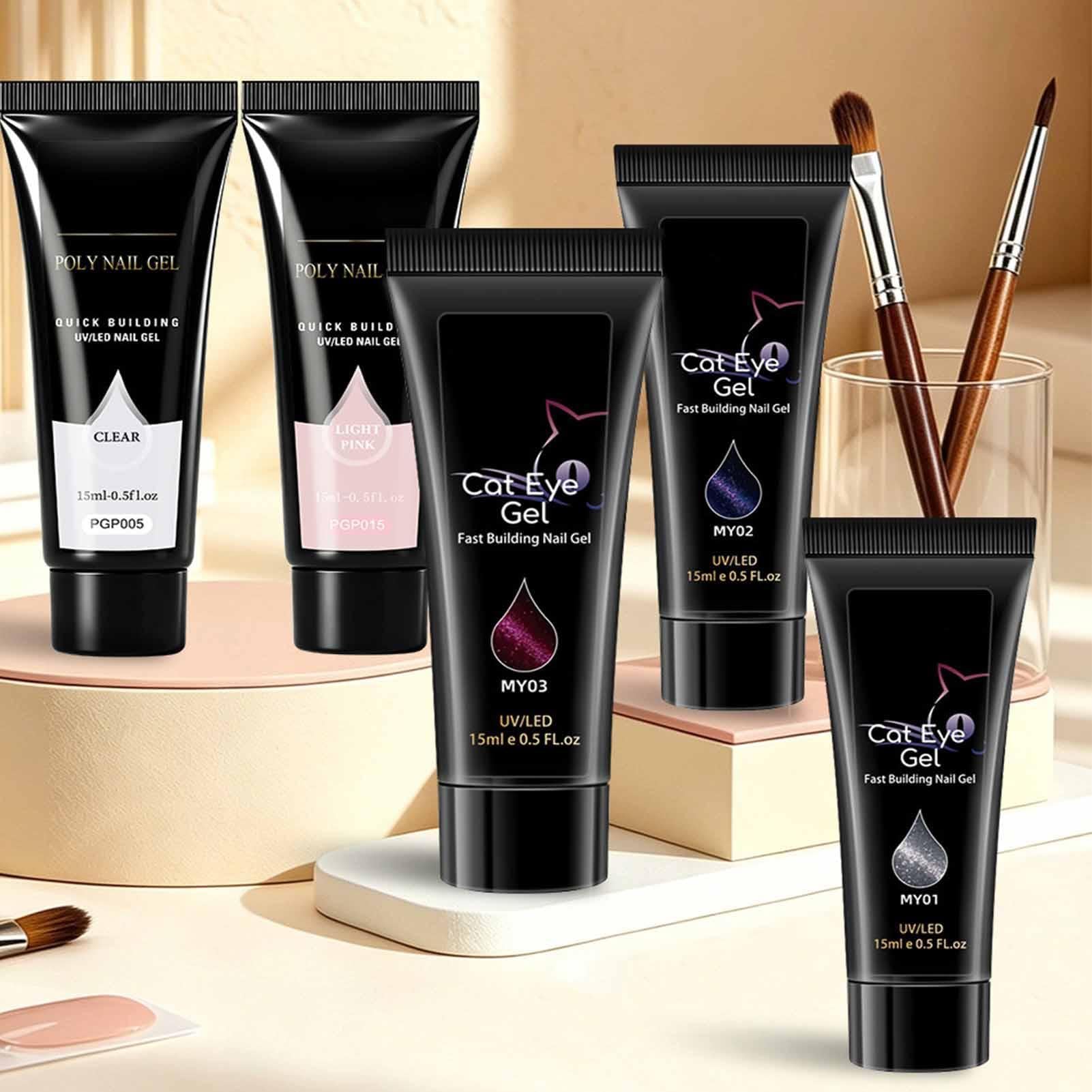 Kit Gel Per Estensioni Unghie Unghie Lunga Tenuta 5 Colori | Set Gel Costruttore Base Colla per Salone Casa Scultura e Stampaggio Donne Ragazze Adulti e Principianti