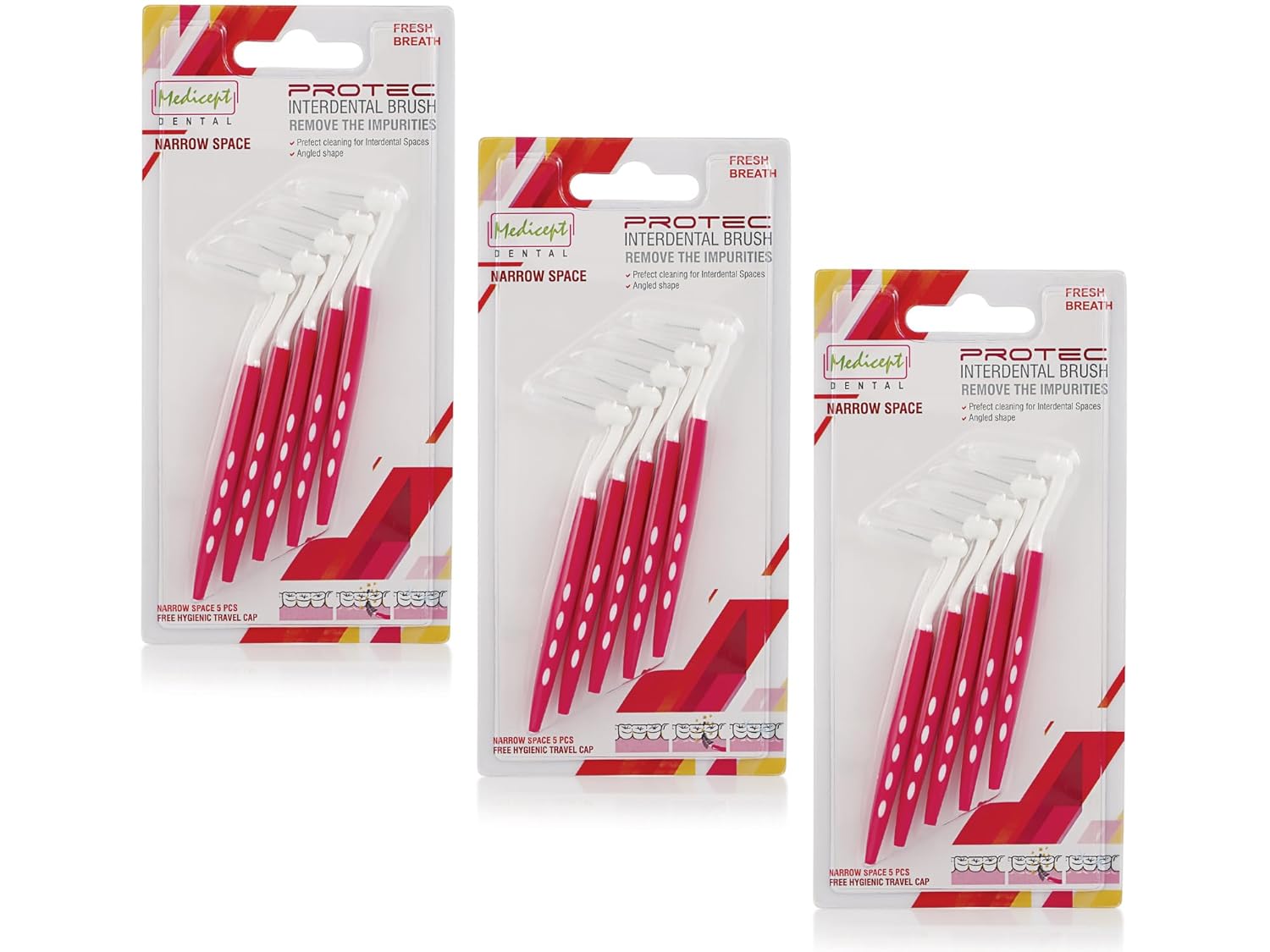 Buy Medicept PROTEC Angled Interdental Brush NARROW Space (PINK) Pack