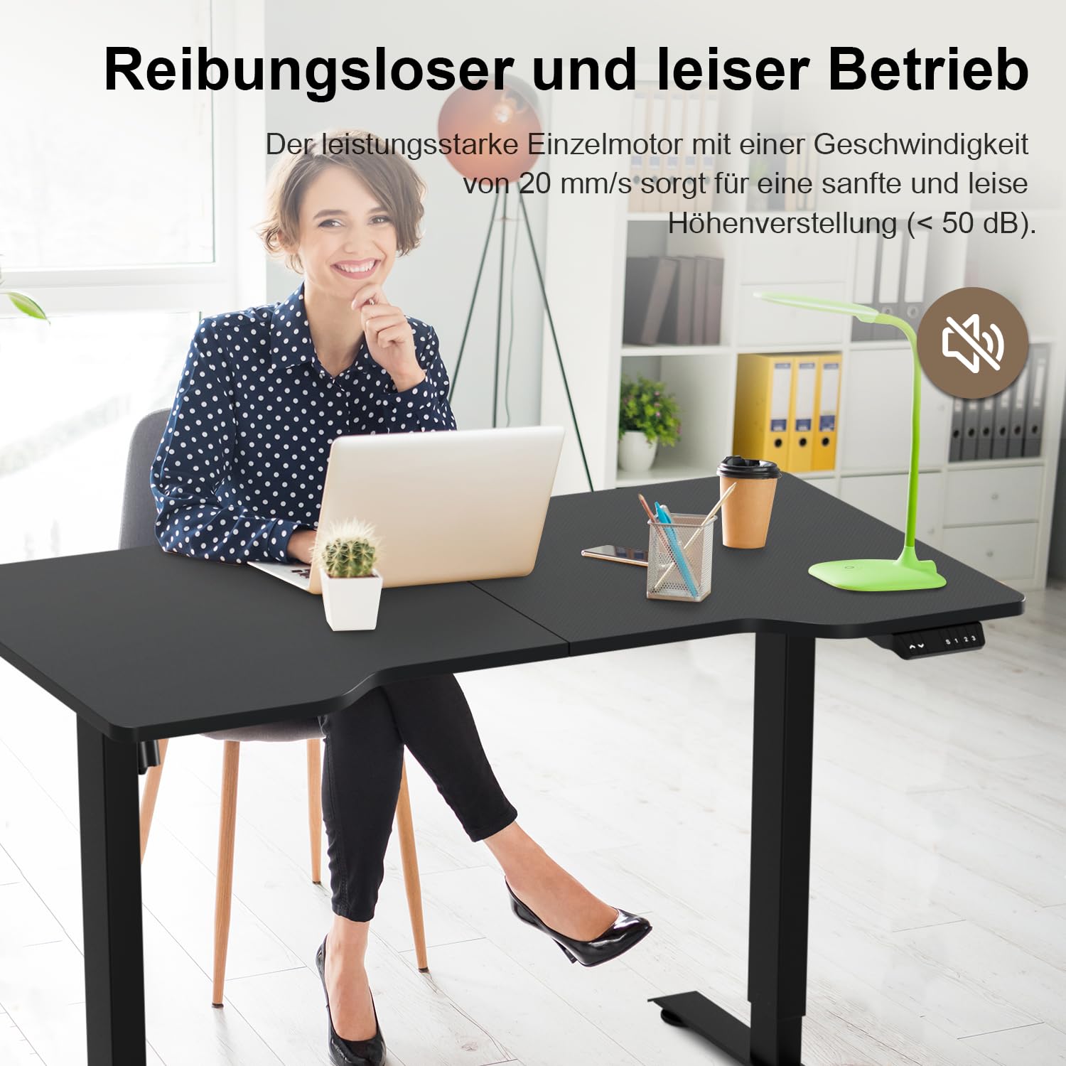 Sonnewelt 120 * 60cm Schreibtisch Höhenverstellbar Elektrisch Bürotisch Stehpult Computertisch mit Memory-Steuerung und Anti-Kollisions Technologie, Schwarz