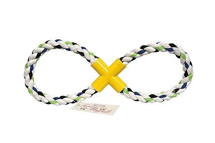 Furry Angels Cotton Rope Loop Chew Tug Toy for Dogs , Puppy Teething Toy - Large 14 Inch ( Color May Vary)