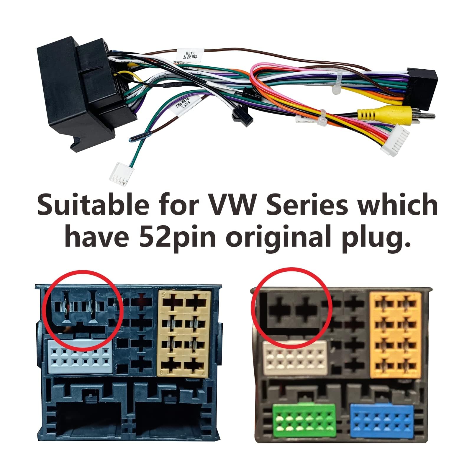 52 Pin Cavo Autoradio Compatibile con VW (Modelli 2015+) – Per Golf, Jetta, Passat, CC, EOS, Tiguan, Skoda – Non Compatibile con Modelli Prima del 2015