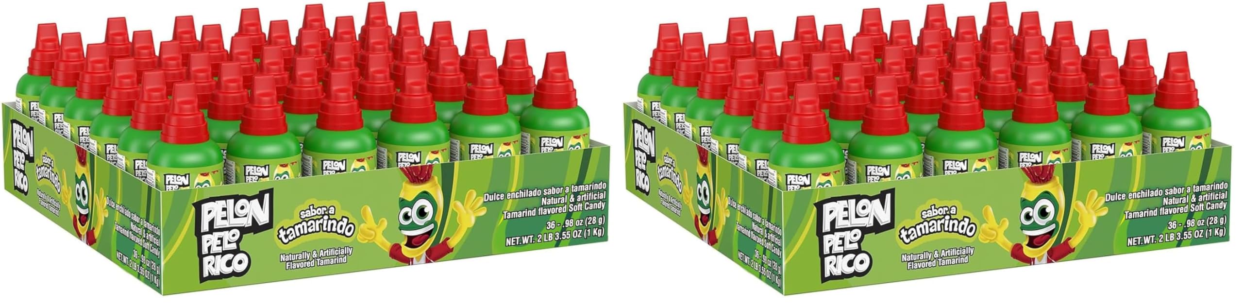 LORENA-PELON PELON PELO RICO Tamarind Candy Bottles, 1 oz (36 Count) (Pack of 2)
