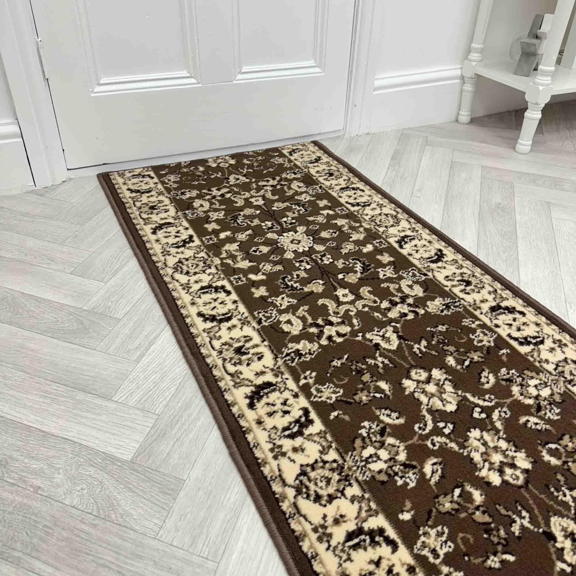 runrug Soft & Luxurious Hallway Runner Rug - Comfortable Carpet for Hall, Kitchen & Corridor - Multiple Sizes - Stain-Resistant, Dirt-Resistant - 360cm x 70cm - 9mm Thick - Traditional, Brown